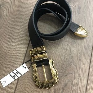 Black & Gold Leather belt